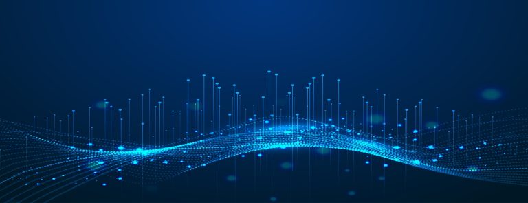 Digital network wave representing HEPLANET heavy equipment industry intelligence